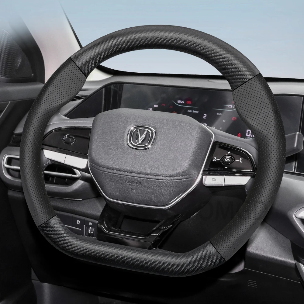 

Чехол на руль из углеродного волокна для Changan Cs35 Plus Alsvin Cs55 Unit Cs95 UniK Vx7 Deepal S07 Cx70 Eado Cs85 Oshan Cs15