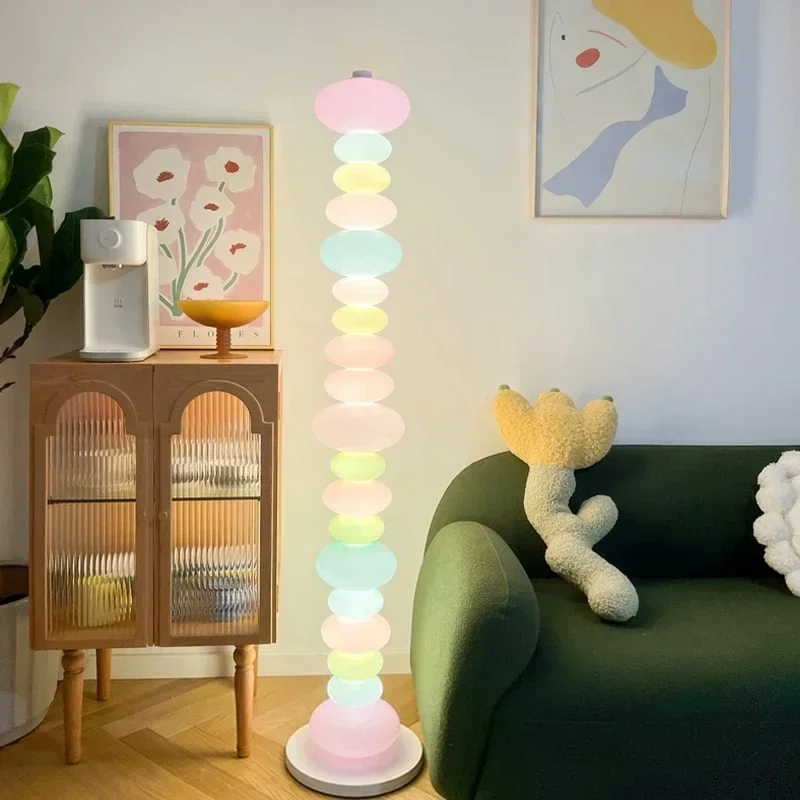 

Candy String Rainbow Floor Lamp Creative Macaron Girl Bedroom Desk Lamp Glass Living Room Sofa Side Atmosphere Floor Lamp