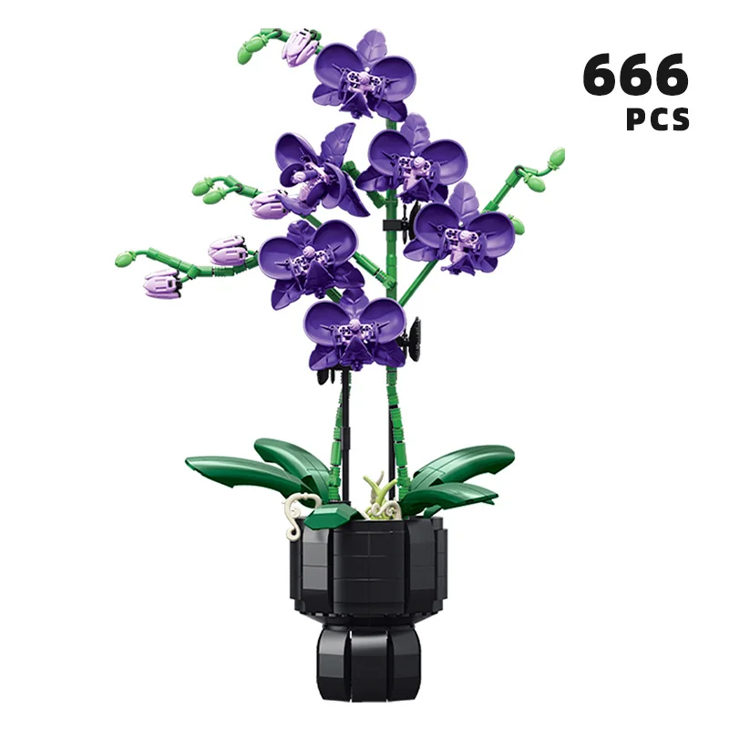 

Butterfly Orchid Flower Building Blocks – Creative DIY Brick Set for Girls – Home Desk Plant Decoration Toy Gift