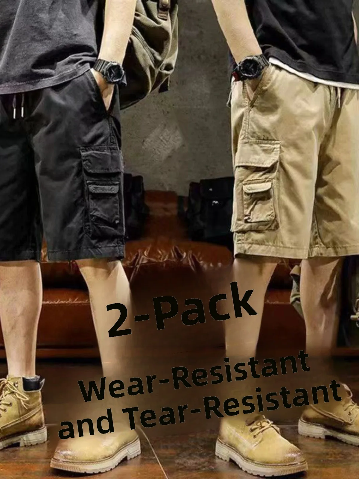 

Мужская рабочая одежда, летние износостойкие свободные брюки, повседневные американские модные брендовые подростковые спортивные брюки пяти четвертей