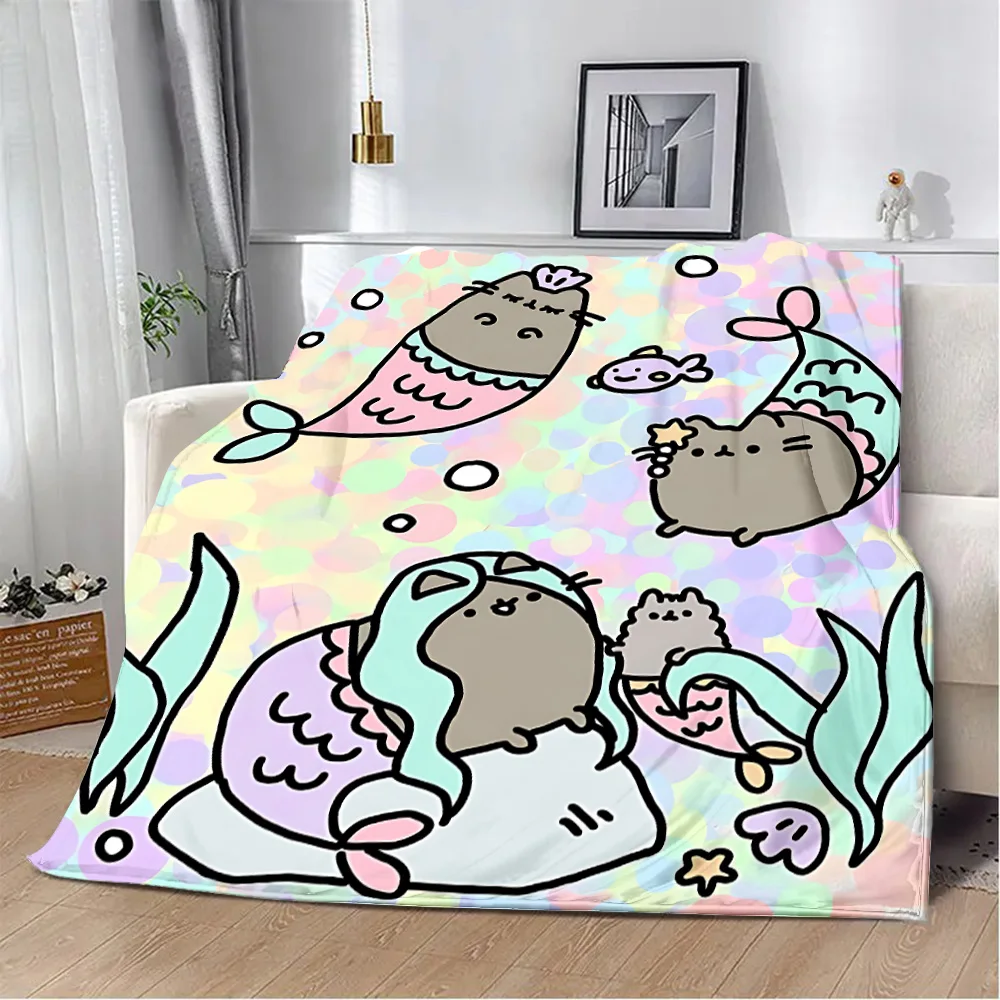 Cartoon Cute P-PusheenS Cat Printed Blanket Picnic Blankets Warm Blanket Soft and Comfortable Blanket Home Travel Birthday Gift