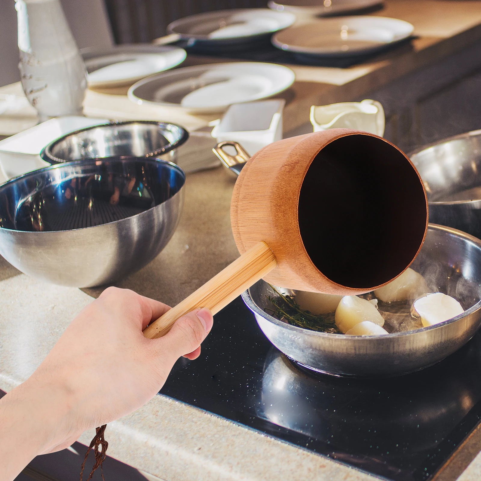 

Bamboo Water Ladle Rustic Smooth H Portable Light Easy Clean Kitchen Supplies Vegetable Fruit Washing Shower Garden