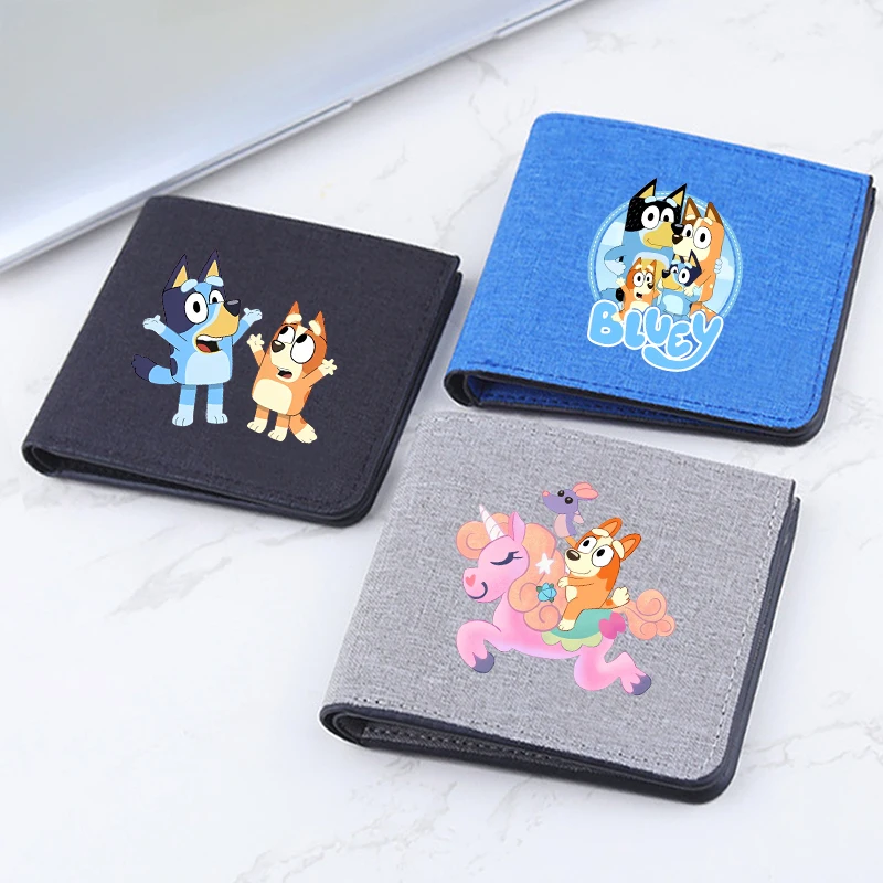 Bluey Foldable Coin Purse Bingo Bandit Chilli Anime Cute Wallet Men Adult Office Daily Money Bank Card Storage Mini Bag Birthday