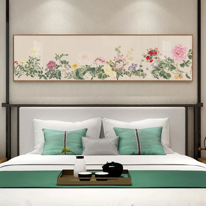 

Chinese Cultural Style Many Blossoms Mountain Landscape Poster Ink Painting Wall Art Canvas Picture for Living Room Home Décor