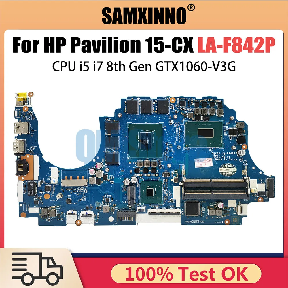 

L20304-001 L20304-501 L20304-601 Notebook Mainboard For HP 15-CX Laptop Motherboard LA-F842P With I7-8750H GTX1060