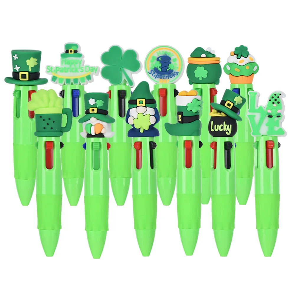 

Милая мини-ручка St. Patrick Cute Press, однотонная, четырехцветная, с мультяшным дизайном, канцелярские товары для студентов