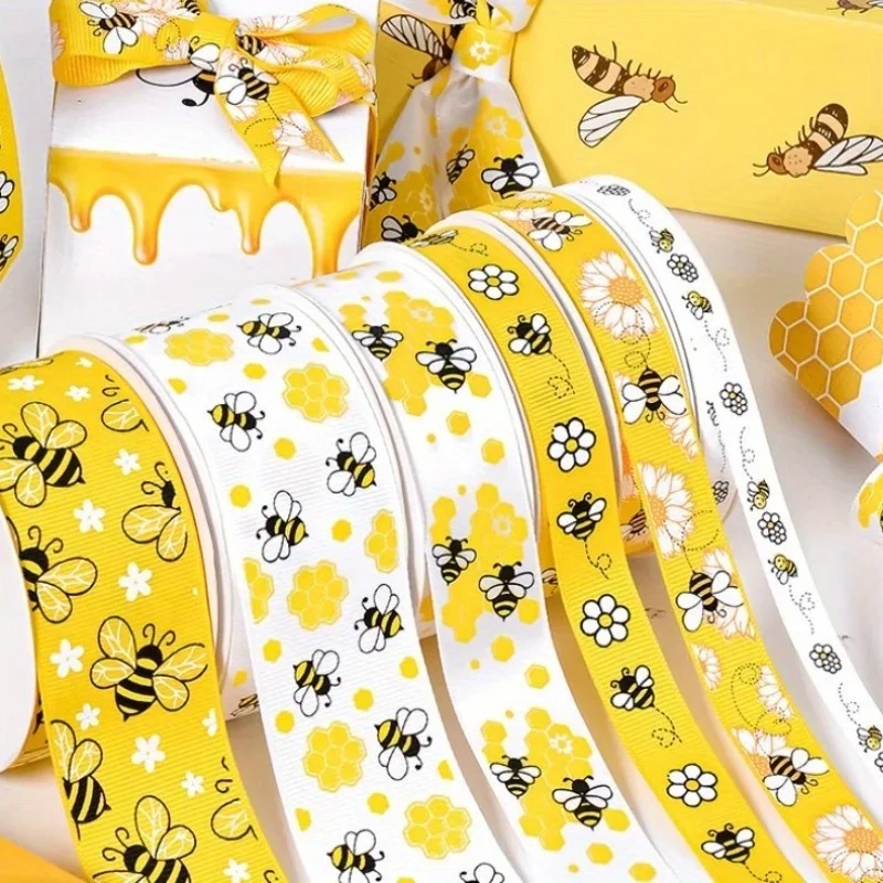 Bee Thread Ribbon 9MM/16MM/25MM/38MM Multiple Specifications Available DIY Handmade Gift Packaging Wedding Festival Decoration