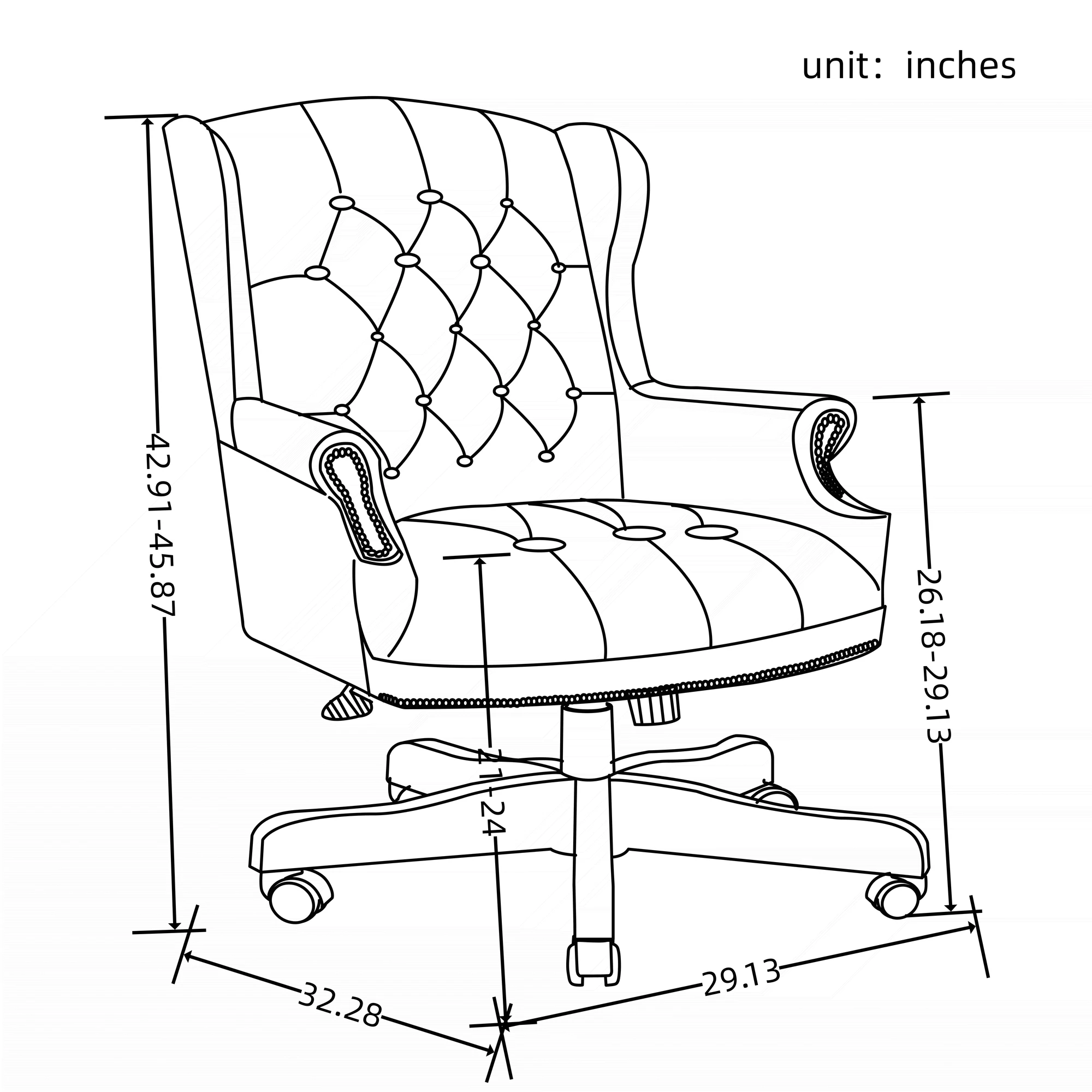 Executive Office Chair, Ergonomic High Back Desk Chair with Thick Padded Seat, PU Leather Computer Chair with Smooth Rolling Casters, Black