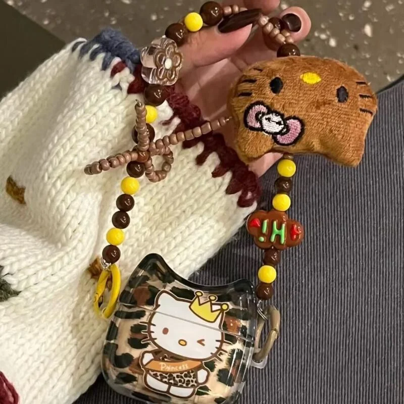 

Sanrio Cute Hello Kitty Colorful Beaded Keychain Cartoon Plush Hanging Chain Phone Strap Wrist Strap Backpack Pendant Girl Gifts