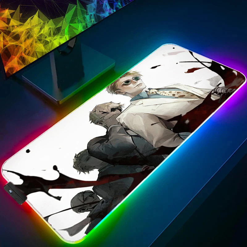 Светодиодный коврик для мыши jujutsu Kaisen Kento Nanami, большой геймерский XXL, клавиатура, RGB настольный коврик для мыши, ковер с подсветкой, игровой коврик для ноутбука, коврик для мыши