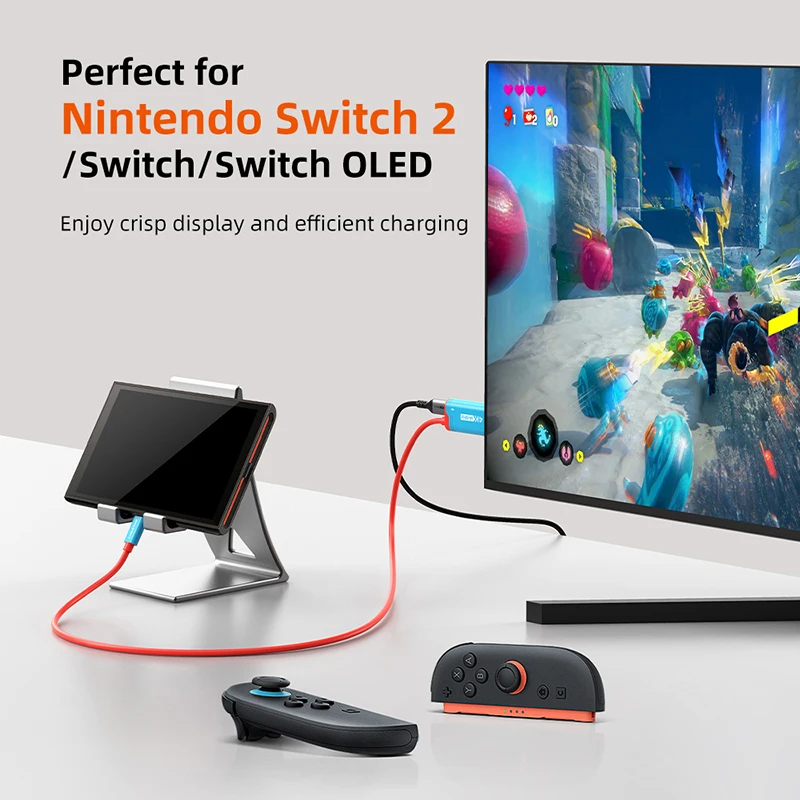 CABLETIME 4K144Hz Type C to HDMI Cable Adapter PD 100W USB C to HDMI Cable Adapter Prefect Switch 2/1 OLED for PS4/5 Nintendo