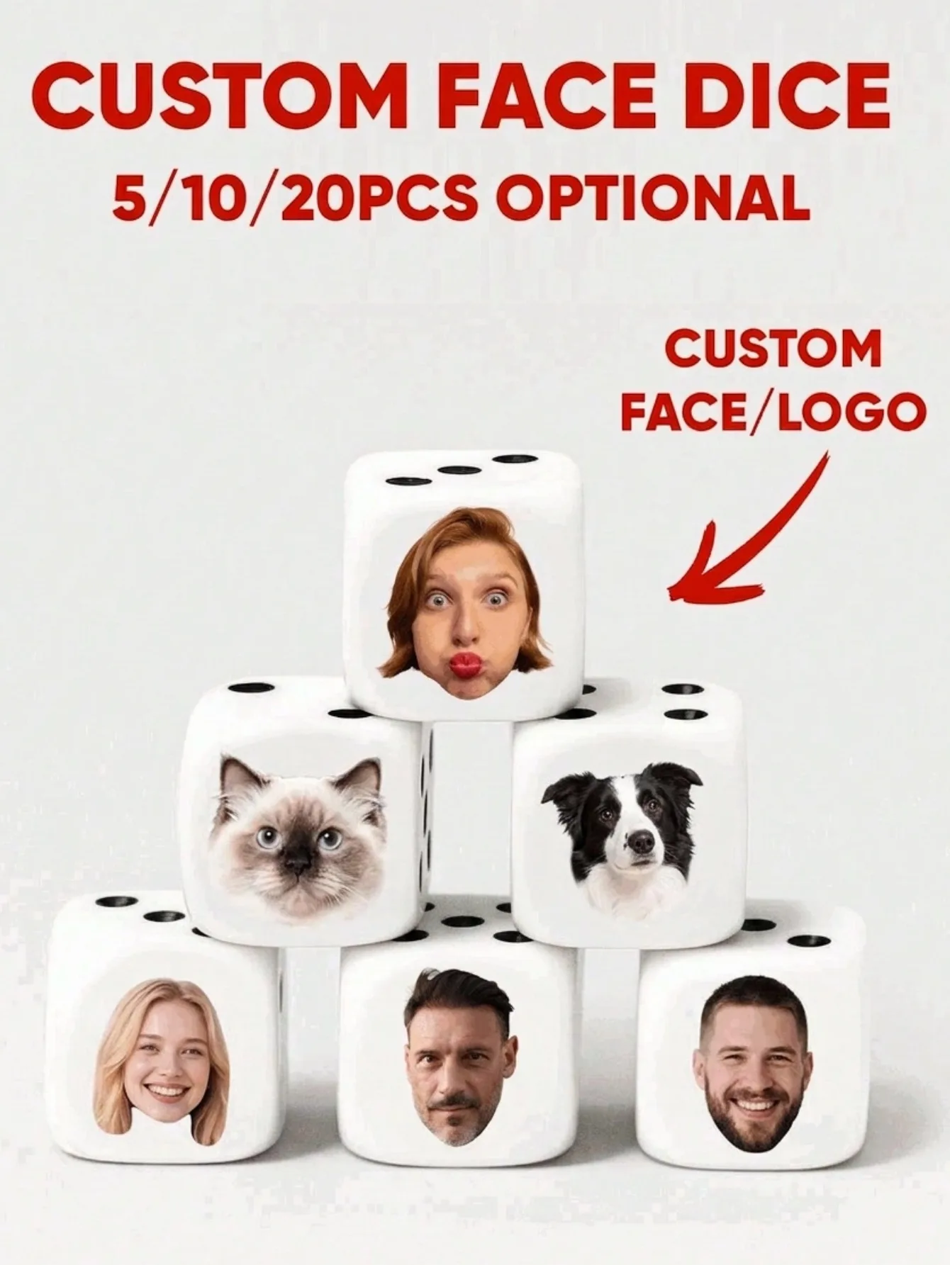 Custom Face Dice Personalized Face Dice Funny Game Dice Party Gift Wedding Favor Couple Family Friends