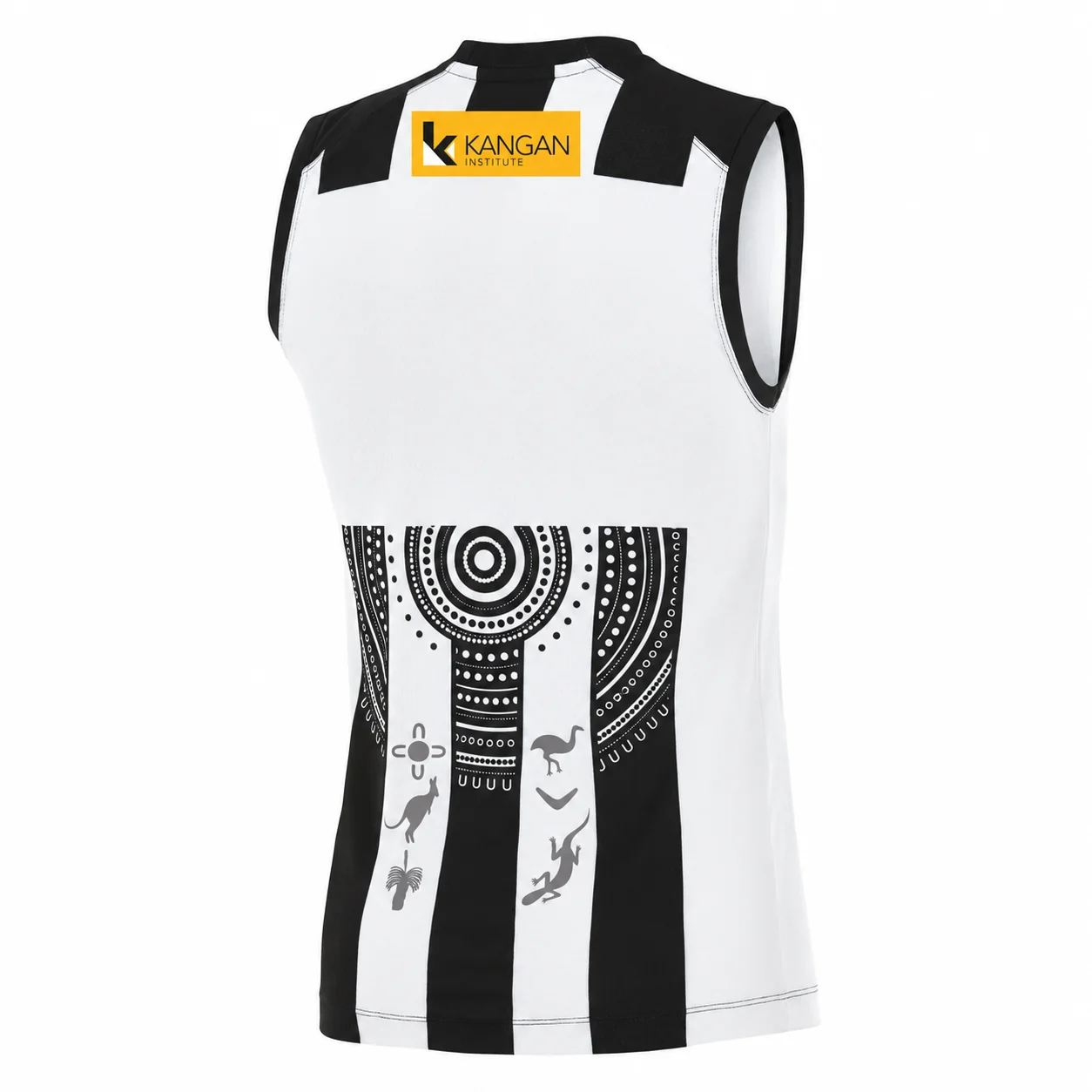 Collingwood Magpies, schwarzes und weißes Trikot für den australischen Fußball, Herrenmodell, ärmelloses Sportshirt mit V-Ausschnitt für das Training. – Detail 5