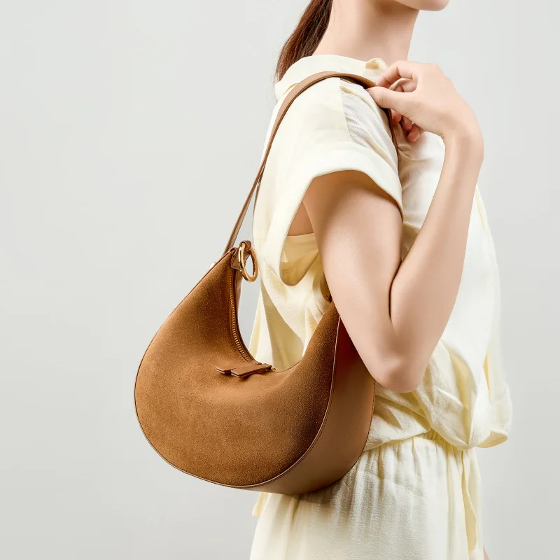 

Women Luxury Crescent Armpit Bag High-end Genuine Leather Commuter Shoulder Bag Large Capacity Female Niche Design Crossbody Bag