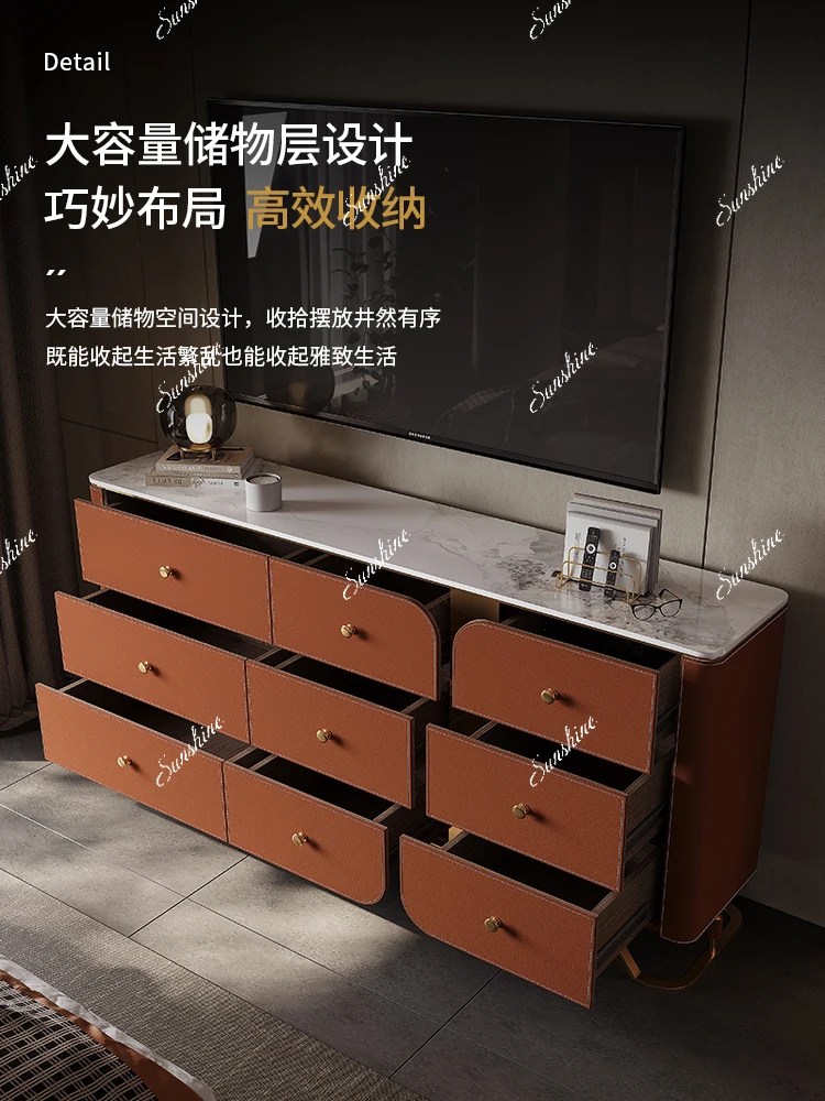 Solid wood, modern minimalist living room dining edge, bedroom bedside storage, rock slab drawer cabinet