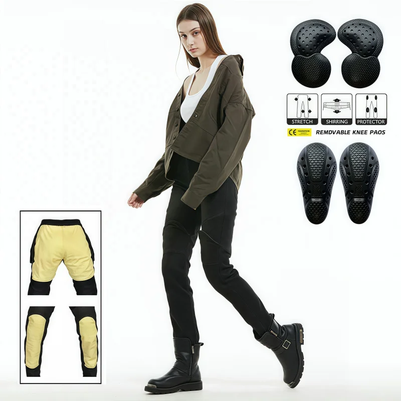 

Motorcycle Riding Jeans Female Motocross Knight Protection Pants Mesh Breathable Casual Trousers For Girls' Little Slim