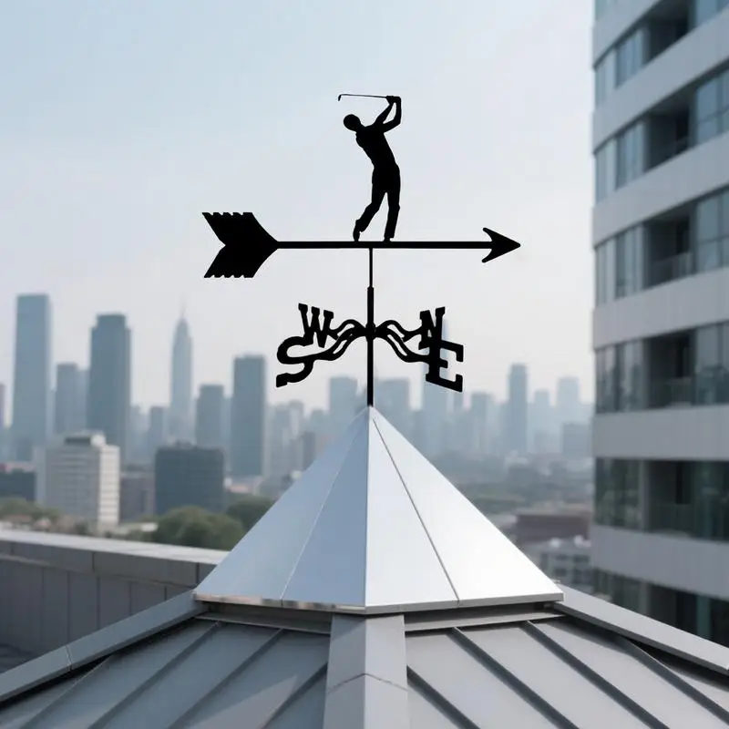 Weather Vanes for Yard Weather-Resistant Wind Vane Golf Design Direction Indicator Metal Spinner Rust-Proof Roof Mount for Porch