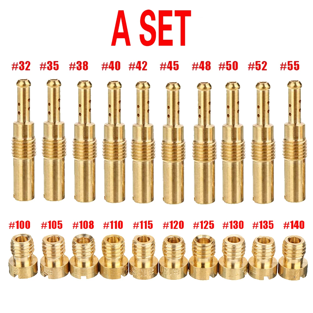 20pcs Carburetor Main/Pilot Jet Vice Injector Nozzle For PWK PWM PE PD PJ FCR-MX CV CVK CRS Motorcycle Carburetor Jets