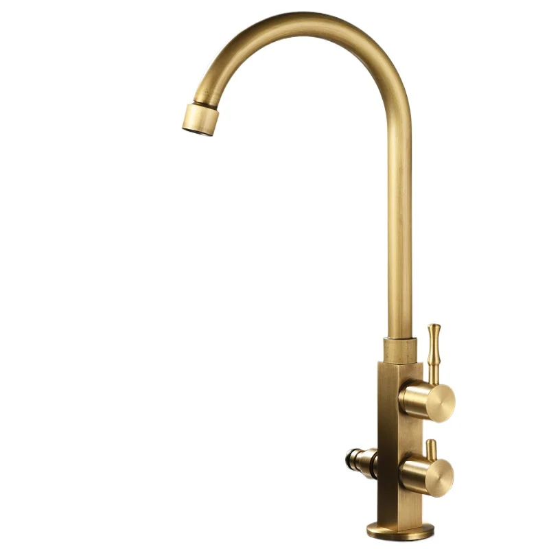 

Outdoor courtyard all-copper antique faucet antifreeze single cold retro wash basin marble stone basin