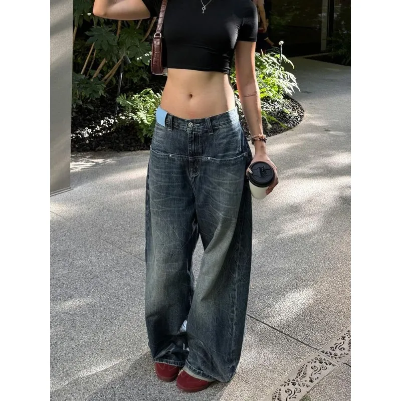 

Женские джинсы Duomofu, осенние новые винтажные свободные простые повседневные женские джинсы, американские классические джинсы с высокой талией, тонкие модные потертые джинсы