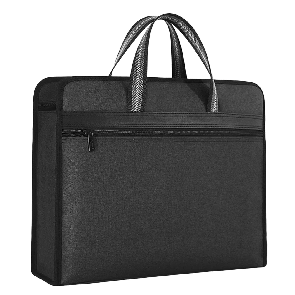 Multilayer Zipper Canvas Document Organizer Portable File Storage Bag Secure Closure Travel Folder File