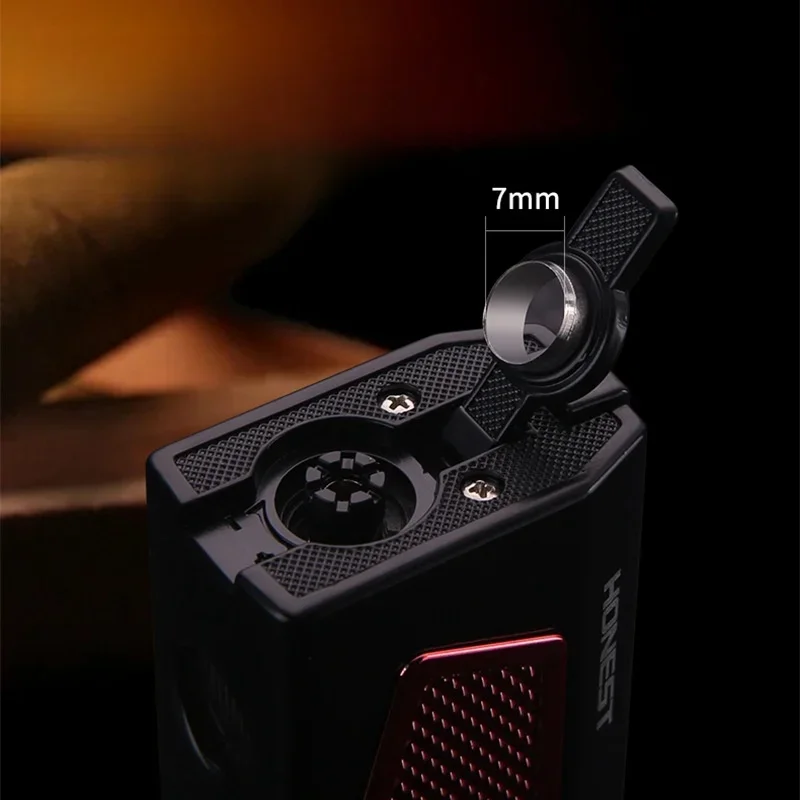 HONEST Multifunctional 4 Jet Flame Torch Butane Gas Lighter Visual Gas Window Cigar Diamond Cigar Needle Special Cigar Lighters