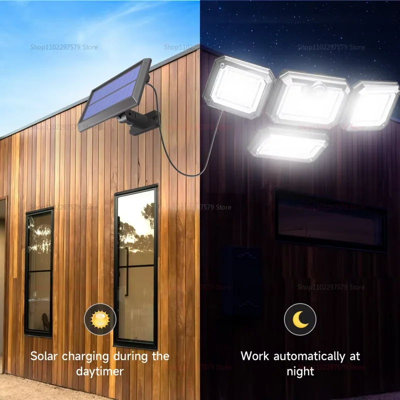 Lampu Luar Ruangan Tenaga Surya 122/333 LED Lampu Banjir Keamanan Tenaga Surya dengan 3 Mode Lampu Jalan Pencahayaan Dapat Disesuaikan untuk Teras Taman Garasi