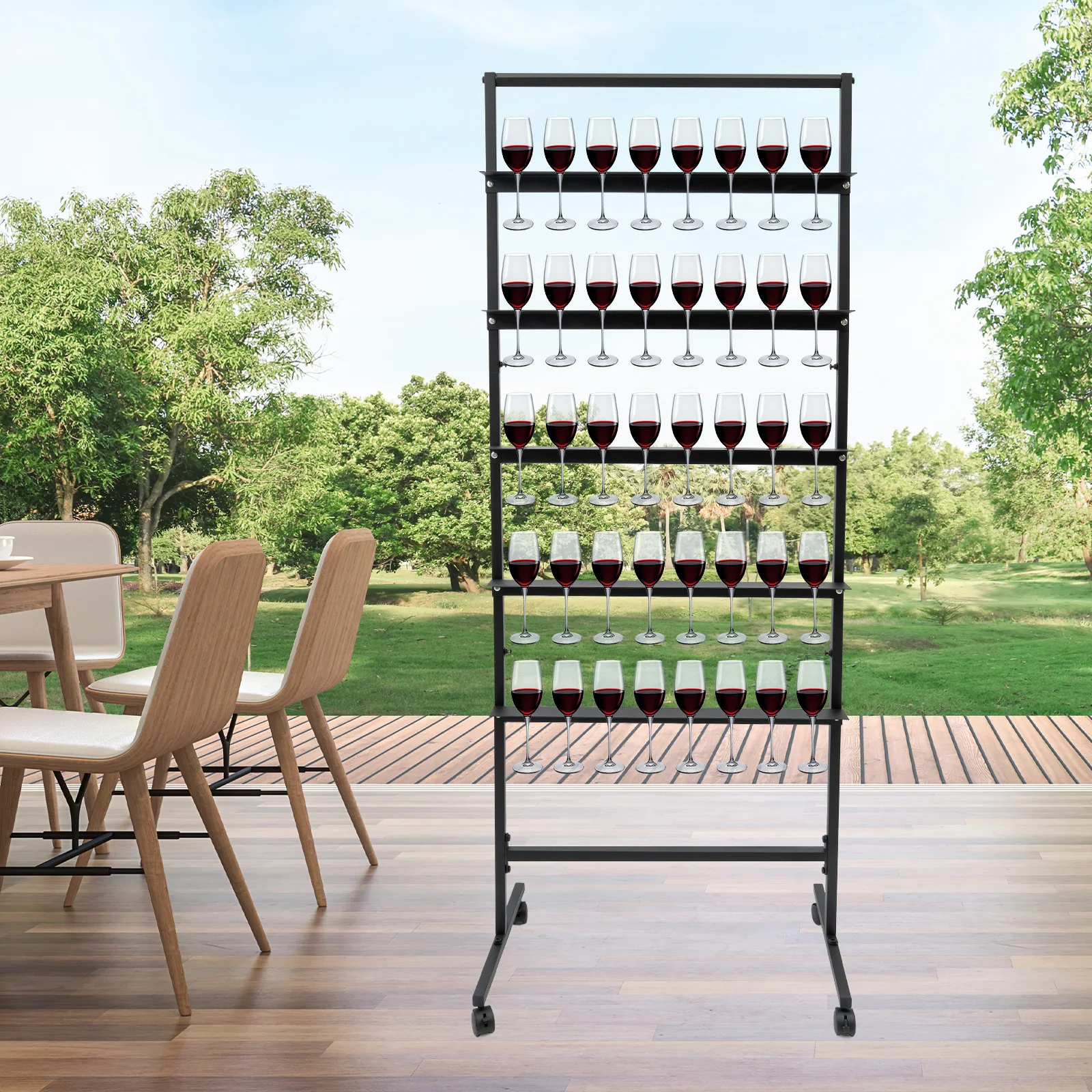 

5-Tier Rotating Champagne Tower Display Stand, Quick Assembly Space-Saving Bar Decor for Home Parties, Weddings & Commercial Use
