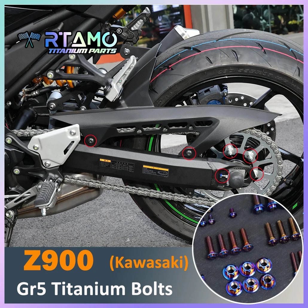 RTAMO Titanium Alloy Bolt Left Right Engine Pluse Chain Cover Rear Fender Shock Bracket Chain Adjust Screw for Kawasaki Z900