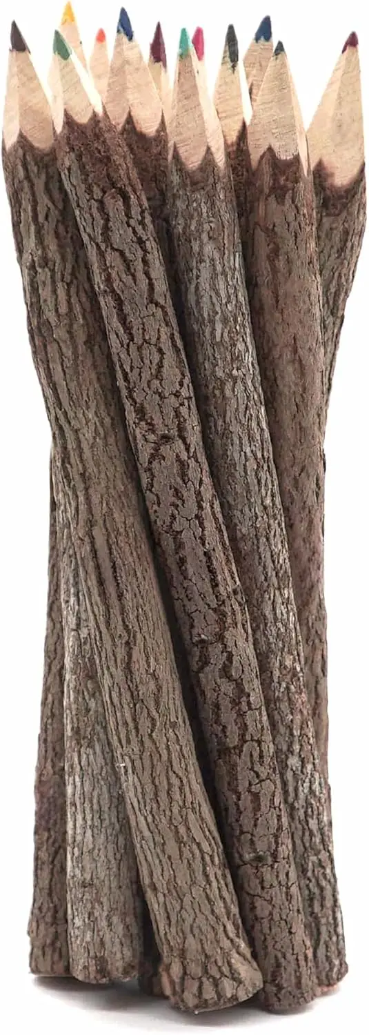 

Набор цветных карандашей из натуральной древесной коры, 7 дюймов, 12 штук – для детей, взрослых, декора на свадьбу и для кемпинга