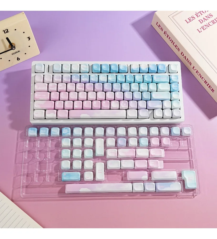 MOA Romantic Sky Theme Keycaps Personalized New PBT Sublimation High-Value Fresh Mechanical Keyboard Caps for Women