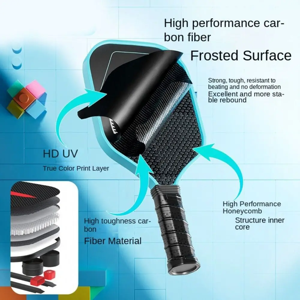 

Glass Fibre Face Pickleball Paddle Ribbed Handle Lightweight Pickleball Racquet Non Slip Grip Pickleball Training Equipment Men