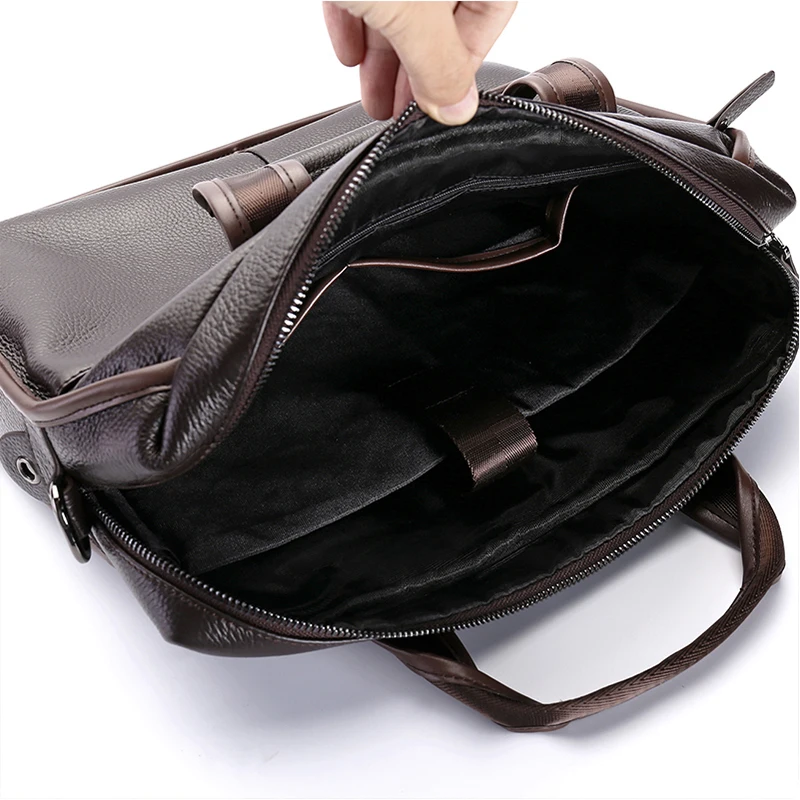 Brand Man Bag Genuine Leather Briefcase Men Business Handbag Messenger Bags Male Vintage Men\'s Shoulder Bag Large Capacity