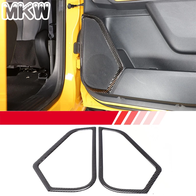 For Ford Ranger Raptor T9 2023-2025 Soft Carbon Fiber Car Interior Rear Door Speaker  Trim Sticker Car Interior Accessories L/R