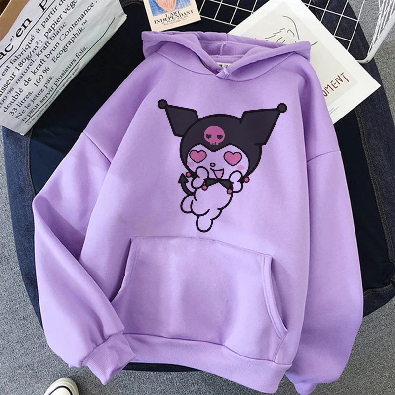 Hello Kitty Kuromi Men's and Women's Fashion Spring and Autumn Clothing Street Hoodies Y2K Tops Y2K Long Sleeve Large Size Stree