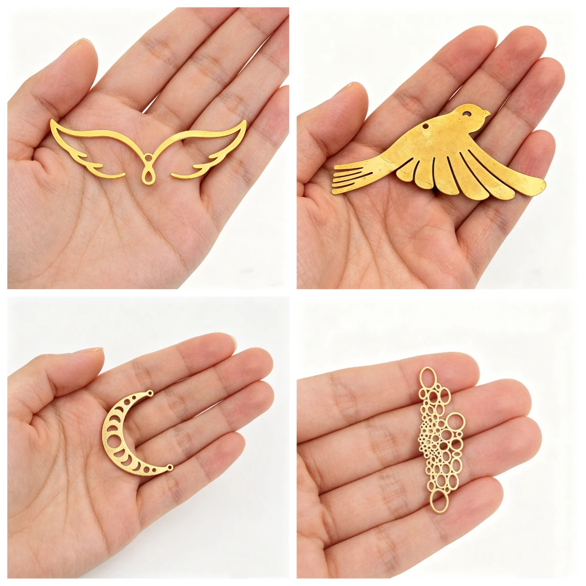 Crescent Moon Phase Hanging Brass Connector DIY Crystal Suncatcher Components Pendant Part Charms for Jewelry Making Accessories - view 6