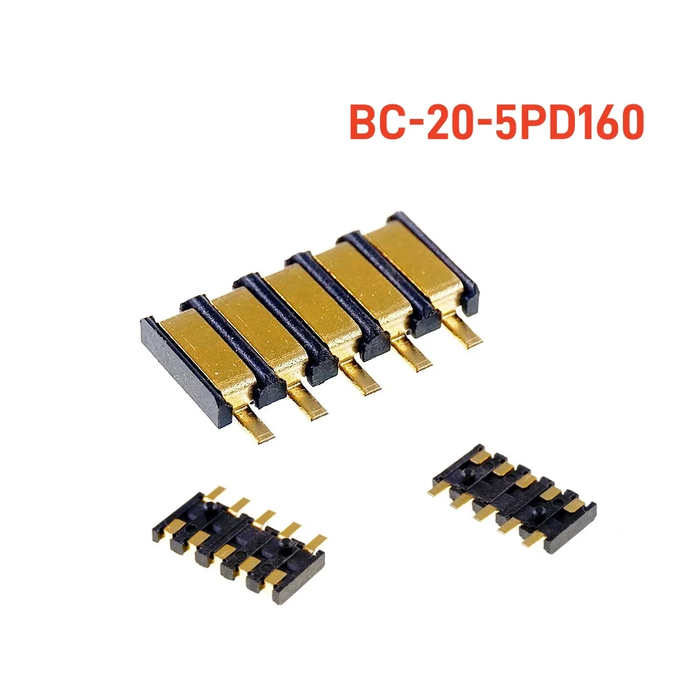 5pcs Spring Compression Contact 2.5 mm Pitch 5 Pin Female Male Connector Surface Mount Battery Connectors Reflow Solder PCB