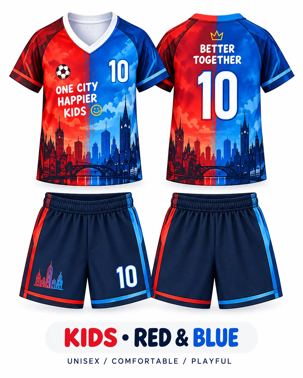 What Color Is The Sky Over Manchester——2026 New Kids' Football Fan Jersey Set Quick Dry V-neck Tee For Match Support Fan Apparel