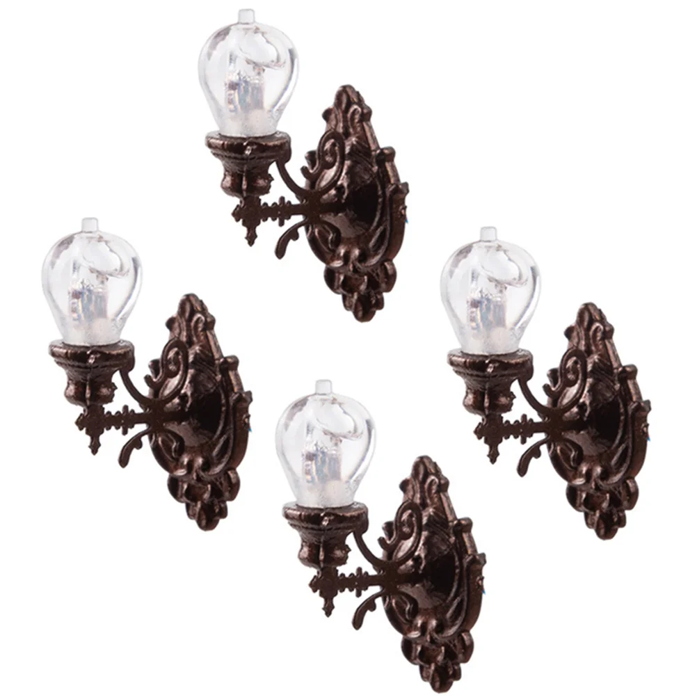 4 Pcs Moss Decorative Lamp Lifelike Wall Light Model Landscape House Miniature Abs