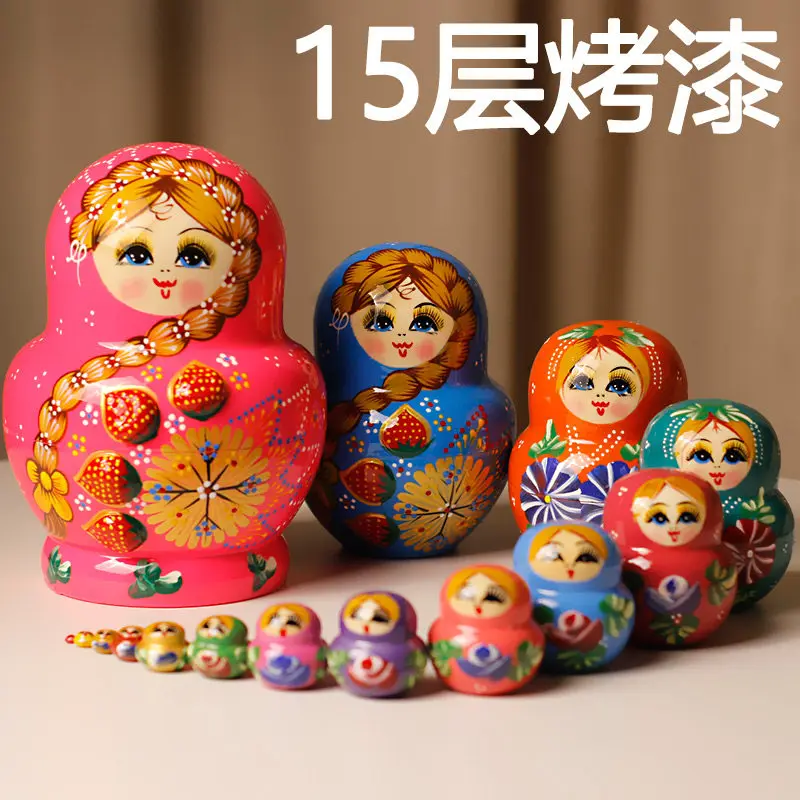 Featuring 15-layer matryoshka lining doll basswood painted Harbin Manzhouli Tourism Commemorative Festival New Year's gift toys