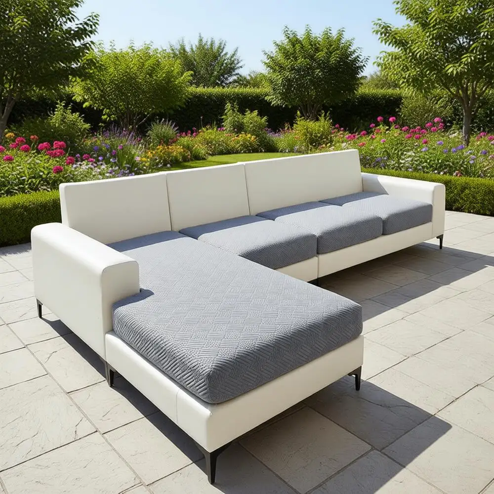 

Эластичные чехлы для дивана из 4 частей, для секционного дивана, L-образного дивана-шезлонга, 3-местного дивана + шезлонга, серые