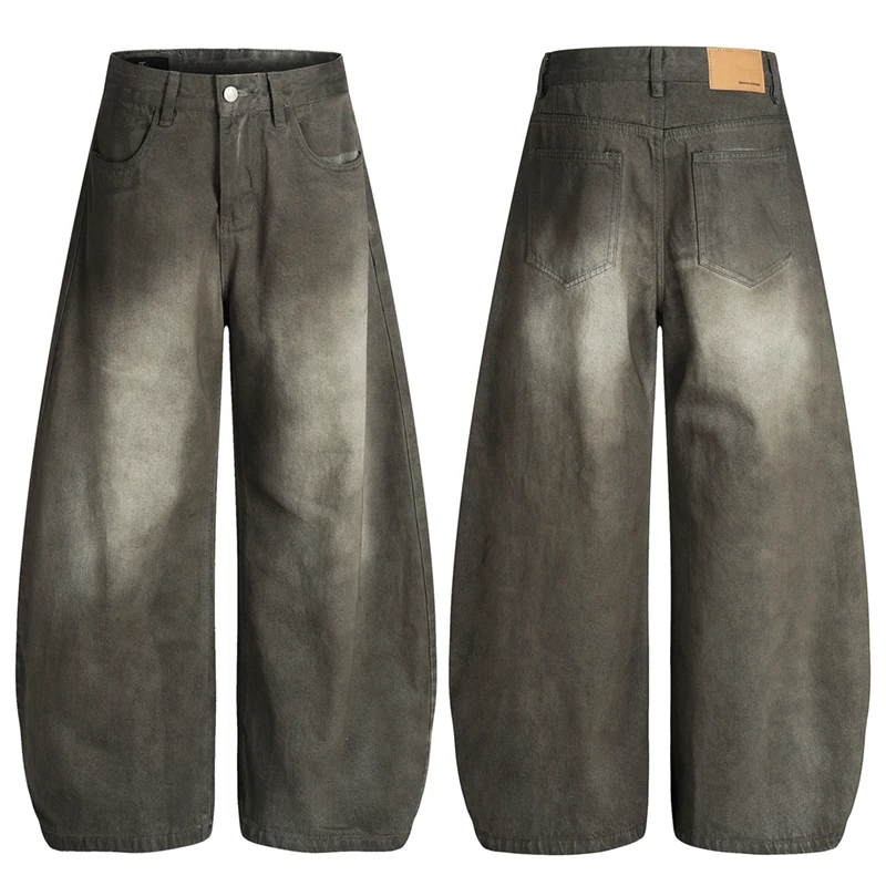 

High Street Men Pants Casual Washing Solid Color Silhouette Straight Leg All-match Male Curved Knife Trousers Spring Autumn