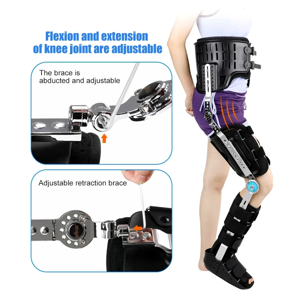 Hip Knee Ankle Foot Orthosis Fixed Brace Orthopedic Instrument Support for Hip Thigh Femoral Fracture Lower Limb Paralysis Legs