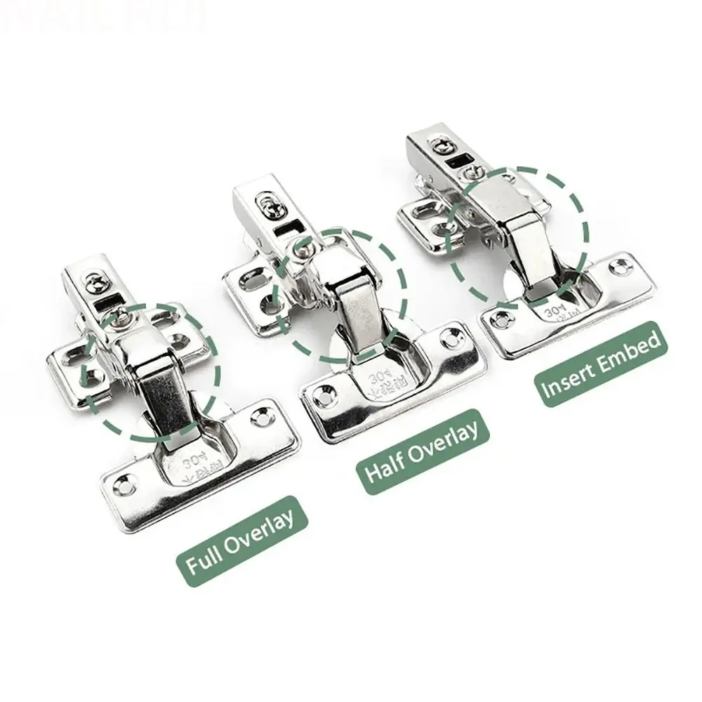 2Pcs Stainless Steel Cabinet Door Hinges Hydraulic Damper Buffer Soft Close Quiet Wardrobe Door Concealed Hinges with Screws