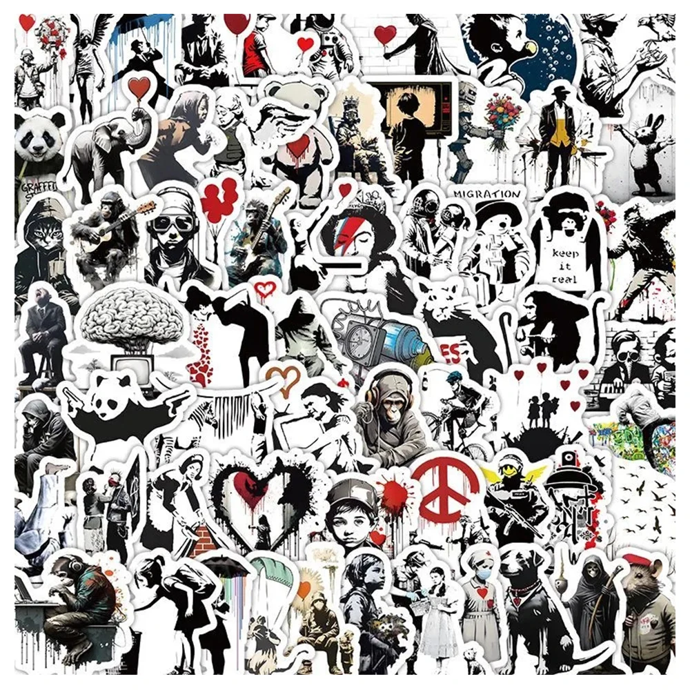 

10/30/50/100pcs Banksy Street Art Graffiti Stickers for Laptop Wall Notebook Car Aesthetic Waterproof Decoration Sticker Decals