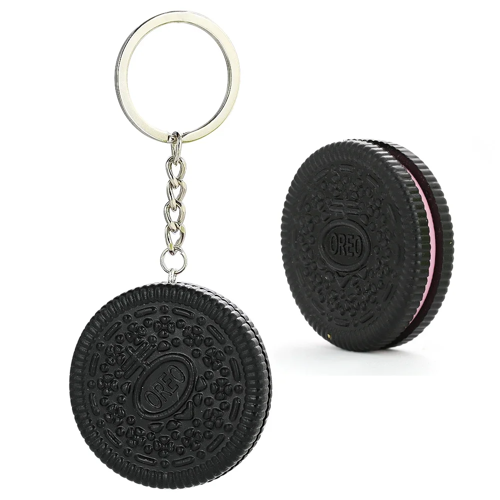 Simulated Oreo Keychain Creative Food Funny Biscuit Model Cute Fashion Car Key Ring Bag Pendant Trinkets Gifts Women\'s Jewelry