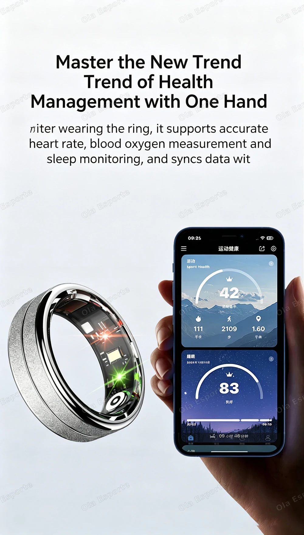 5ATM Waterproof Smart Ring for Health Monitoring description 5