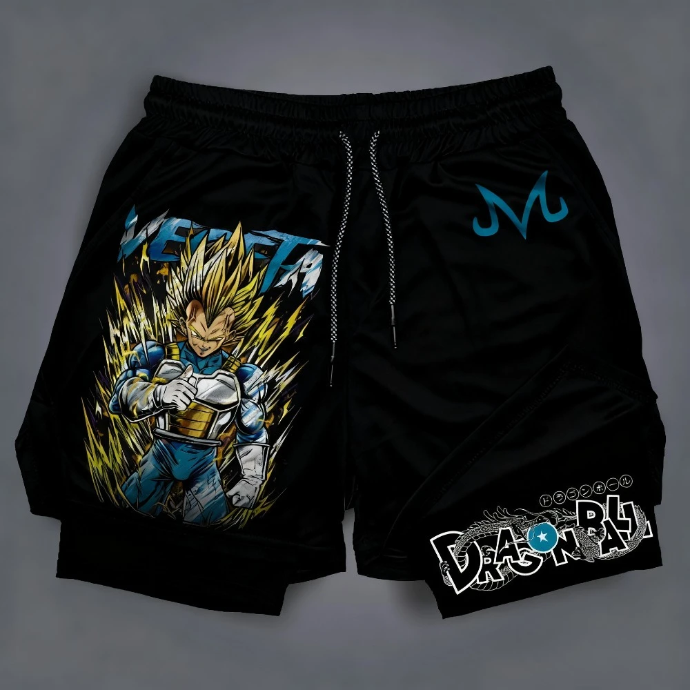 

Двухслойные шорты с периферийным принтом Dragon Ball в стиле аниме Гоку, летние американские спортивные мужские свободные дышащие шорты