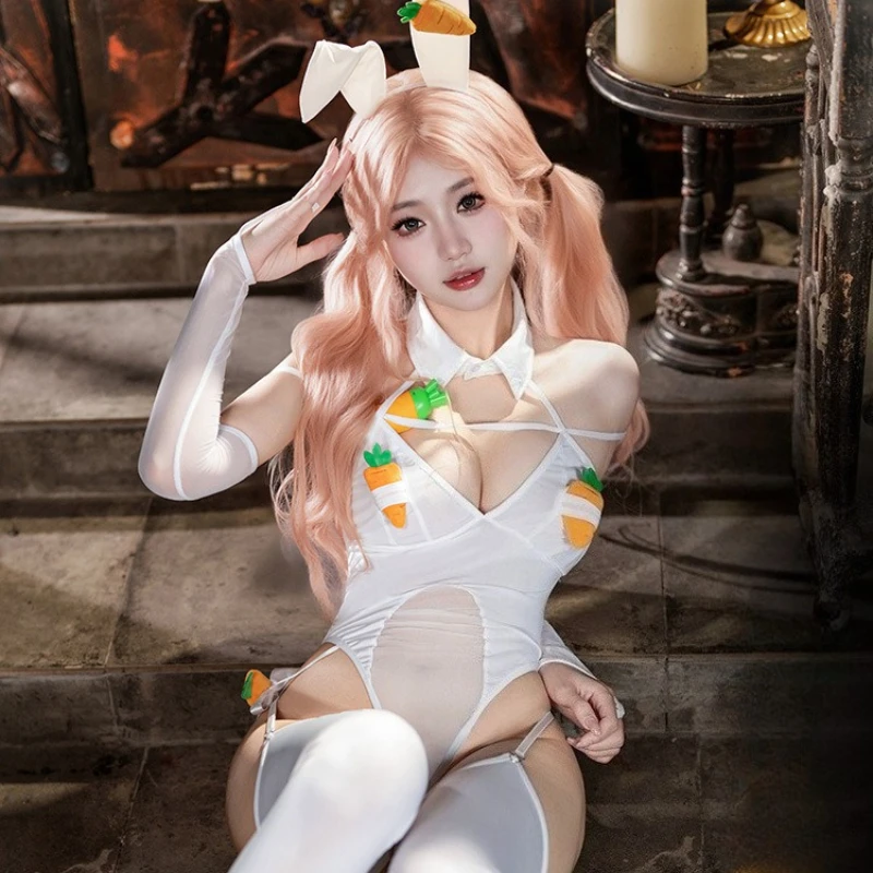 مثير فتاة أرنب تأثيري بذلة جوارب الأرنب الأذن أغطية الرأس مجموعة لعب الأدوار Kawaii أنيمي الملابس الداخلية عارية الذراعين ضمادة ارتداءها جديد