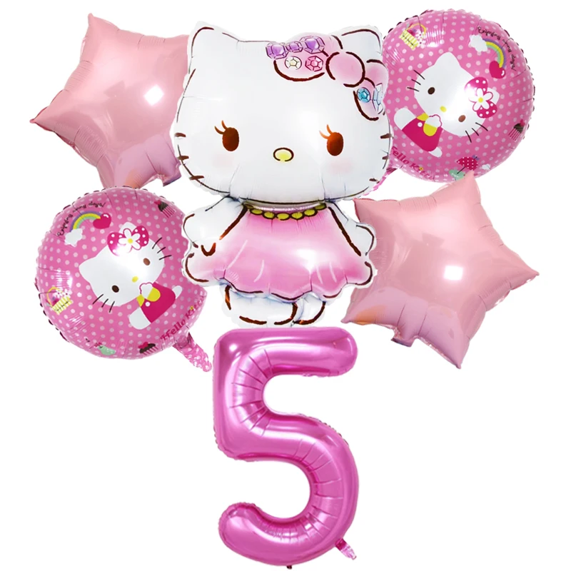 Hello Kitty Party Balloons set Kitty 32inch pink Number Foil Balloon Kids Birthday Party Decoration Baby Shower Helium Globos